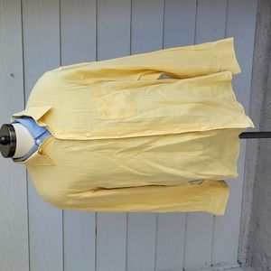 VILEBREQUIN Light Pastel Yellow Weave 100% LINEN Sz 3XL Mens Long‎ Sleeve Shirt
